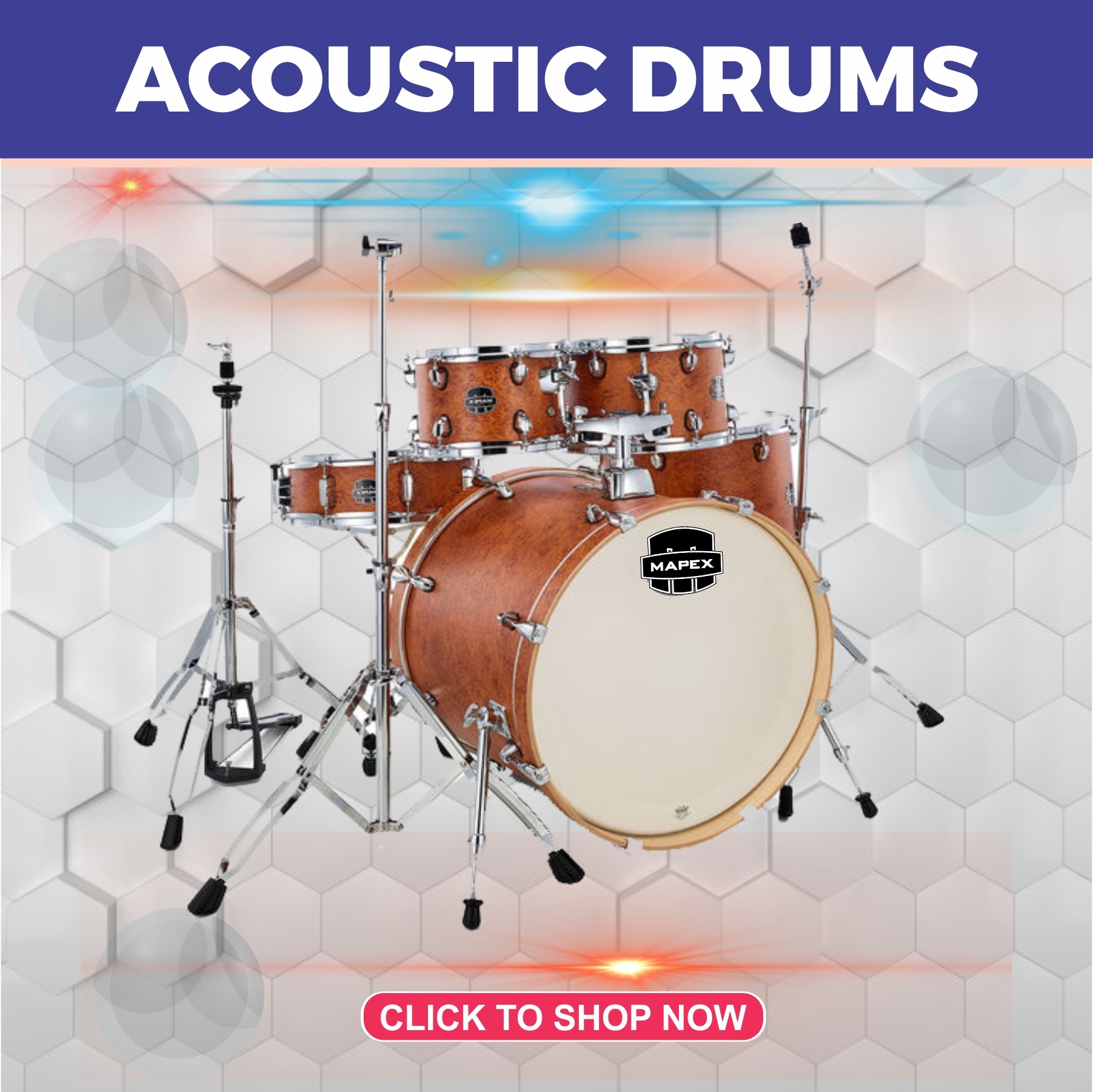 Shop and Buy Mapex Tornado 7-Piece 22 Fusion Burgundy Drum Kit on Irukka