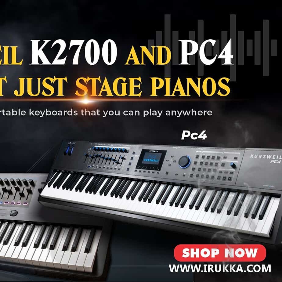 Image of two giant Kurzweil keyboard PC4 and K2700